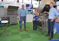 Bart Bovee, Gertie Rongen and Joep Janssen of Limex next to the revamped drum filter that allows users to access all functions after opening just a single valve. Handy for service and maintenance. The filter capacity has also been improved.